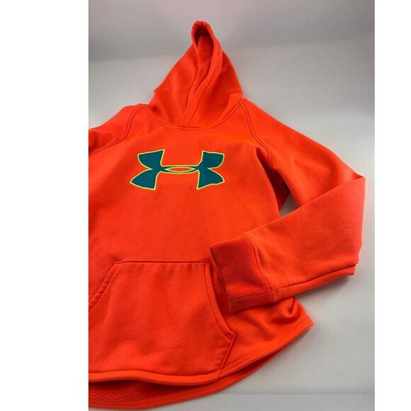 Under Armour Sweatshirt Youth Extra Large Bright Orange Kidscore Active Hoodie - Picture 3 of 10
